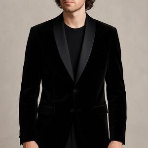 Vinci Black Velvet Blazer Men’s 40R Satin Shawl Lapel